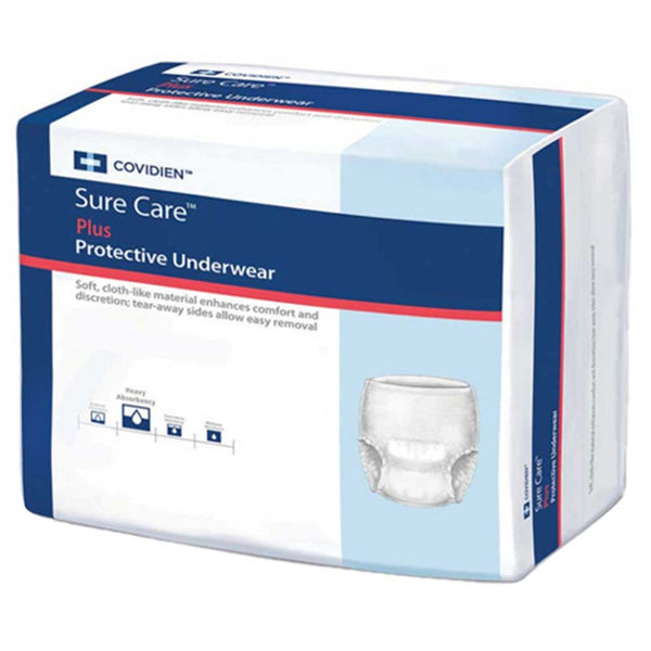 Kendall Sure Care 1605 Protective Underwear Medium 34 - 46, heavy  absorbency, 4 green strands band color, unisex, adult, disposable. Case of  80. - FSA Market